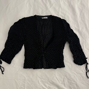 Reformation Black Polka Dot Blouse